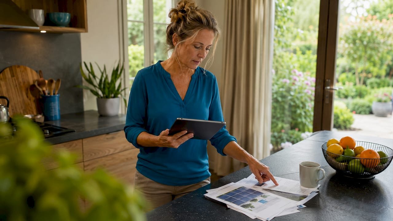 Een woningeigenaar verdiept zich in de mogelijkheden rondom de energietransitie.