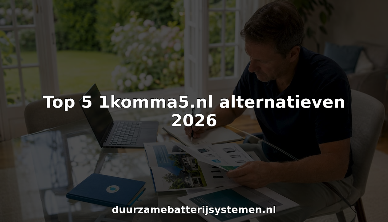 Een huiseigenaar zit aan de keukentafel en verdiept zich in de mogelijkheden voor een thuisbatterij.