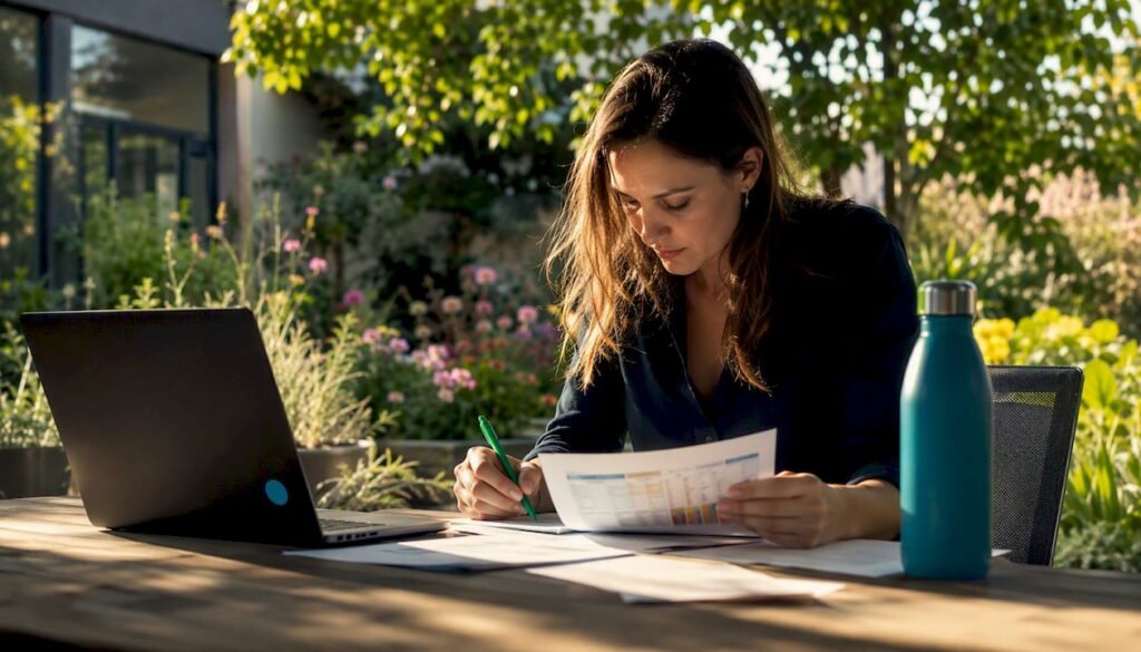 Een vrouw buigt zich aan tafel over de verschillende rollen binnen de energiemarkt.