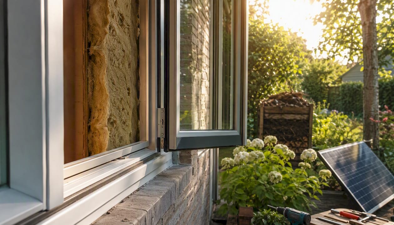 Strak vormgegeven woning waarbij de isolatiematerialen bewust in het zicht zijn gelaten