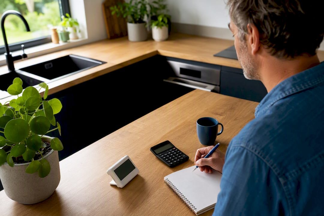 Energieverbruik factuur met meter en rekenmachine